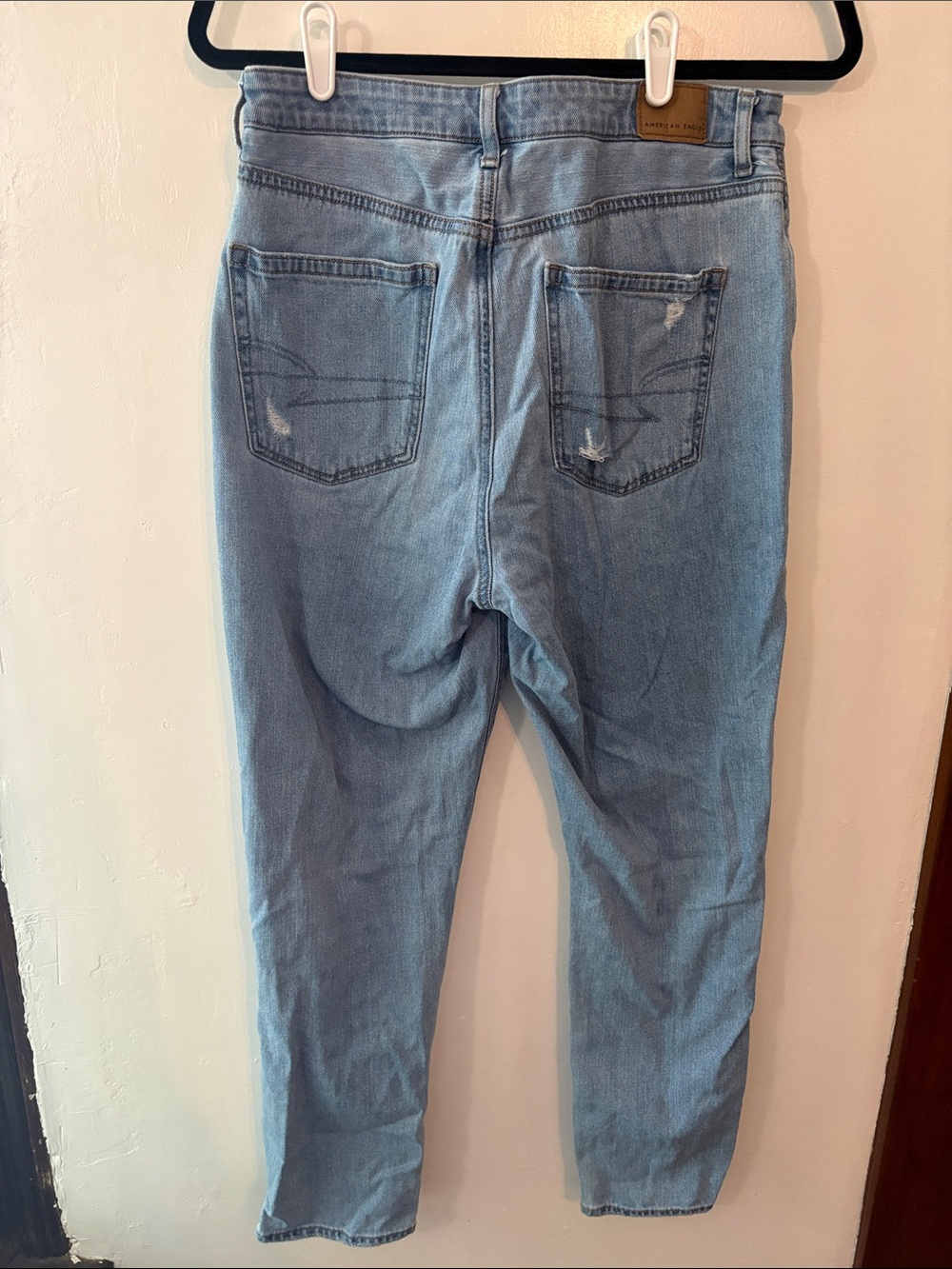 American Eagle Outfitters Light Blue Distressed Mom Jeans Size 12 - Picture 11 of 12